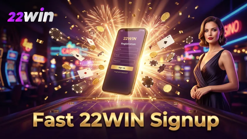 The 22WIN registration form is designed for quick and easy completion on any mobile device.