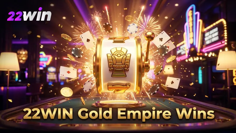 Gold-framed symbols in Golden Empire slot boost winning potential on 22WIN.