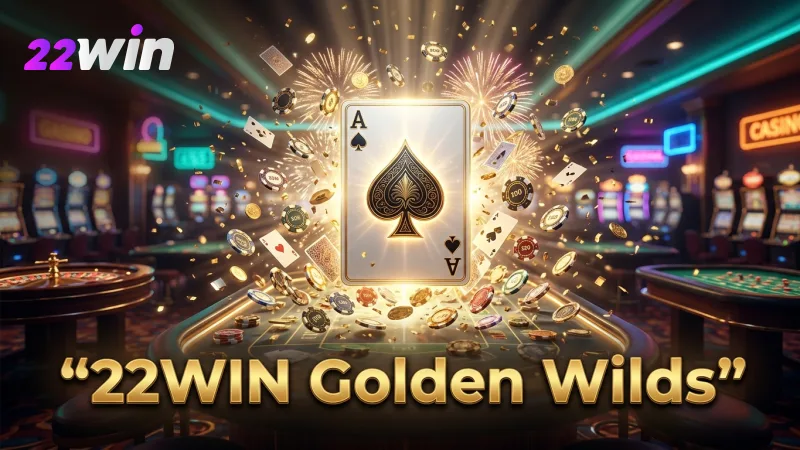 Golden cards transform into Wilds, boosting winning combinations on 22WIN.